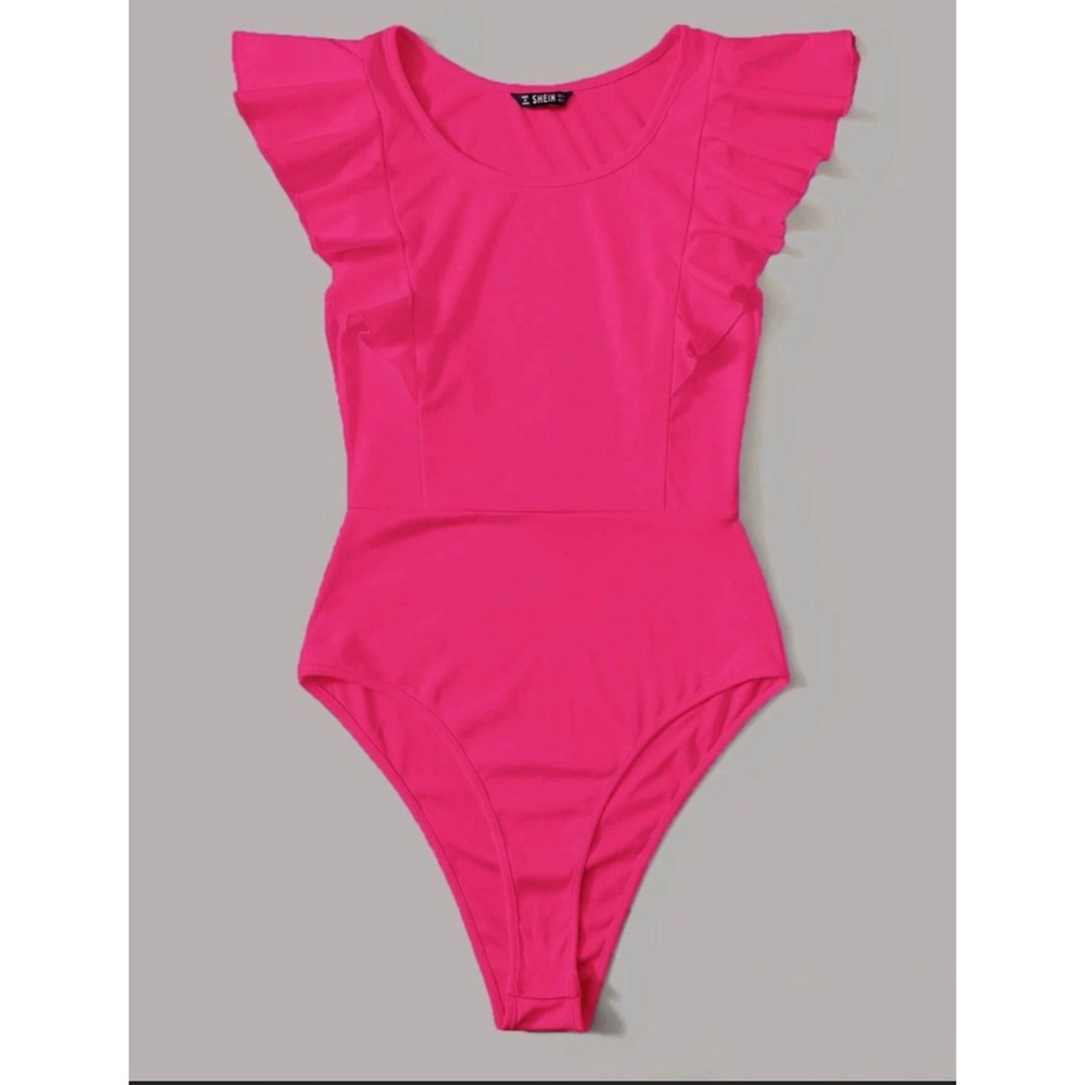 Hot Pink Ruffle Sleeve Bodysuit BNWT Size M